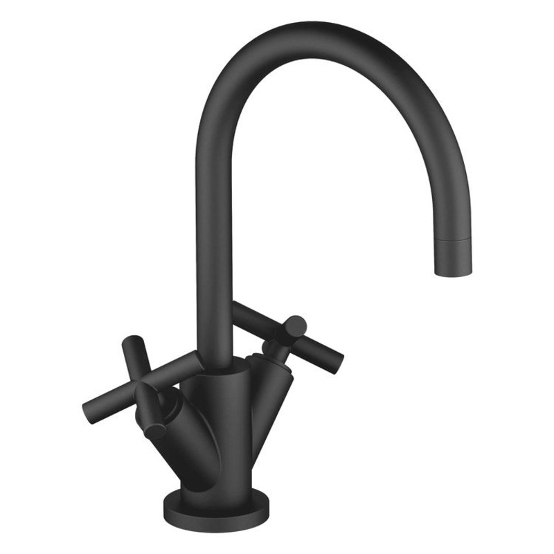 Lavatory Faucet TARA Mixer 2 Cross ADA WaterSense Matte Black 1.2 Gallons per Minute Pop-Up Waste 1 Hole