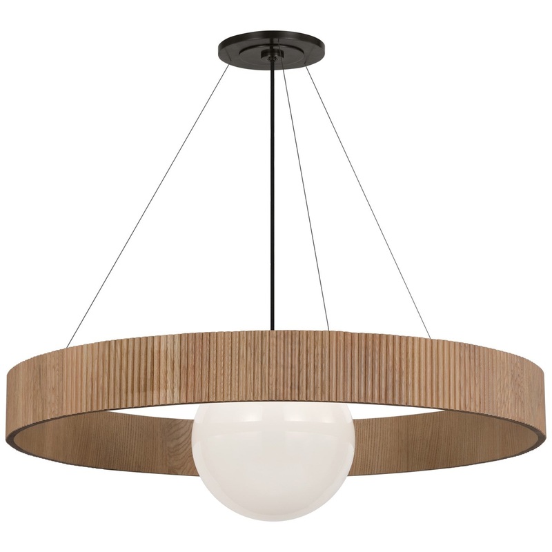 LED Chandelier from the Arena Collection in Bronze and White Glass Finish by Visual Comfort Signature