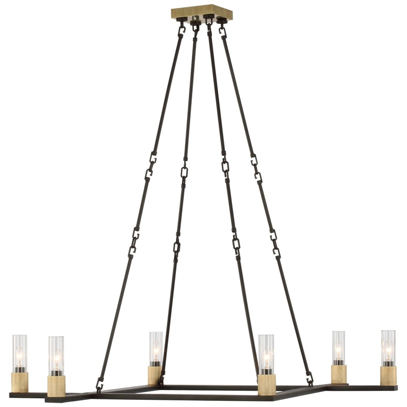LED Chandelier from the Beza Collection in Warm Iron And Antique Brass Finish by Visual Comfort Signature