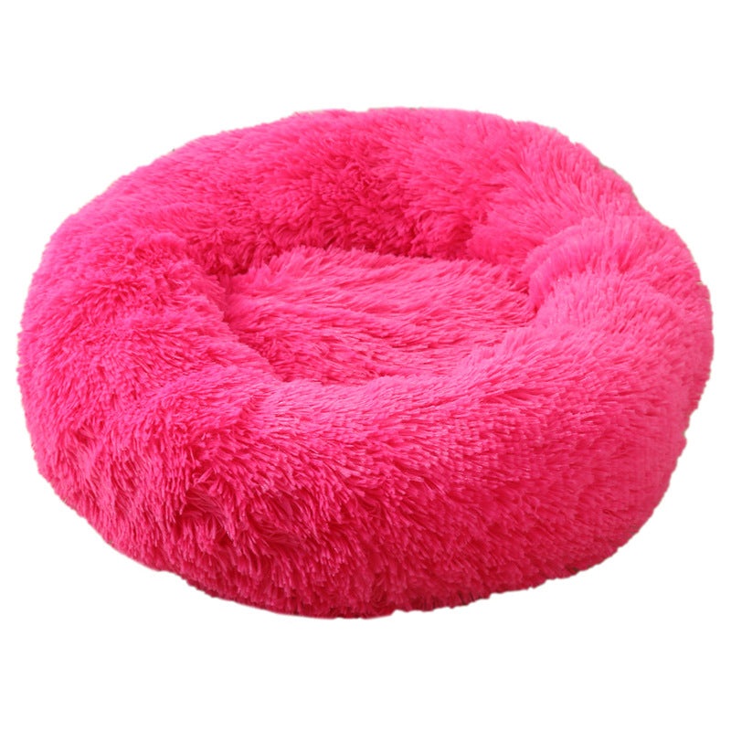 Rose Red 50cm Cozy Round Pet Bed – Plush Cat & Dog Bed with Non-Slip Base, Machine Washable