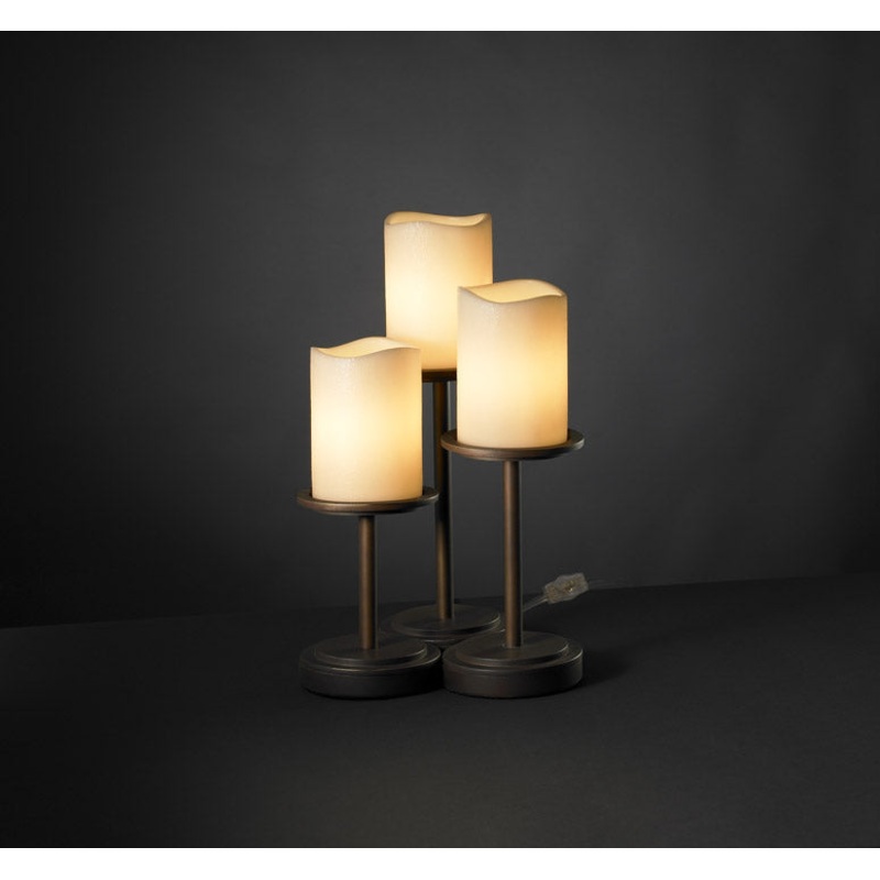 Three Light Table Lamp from the CandleAria Collection in Dark Bronze Finish by Justice Designs