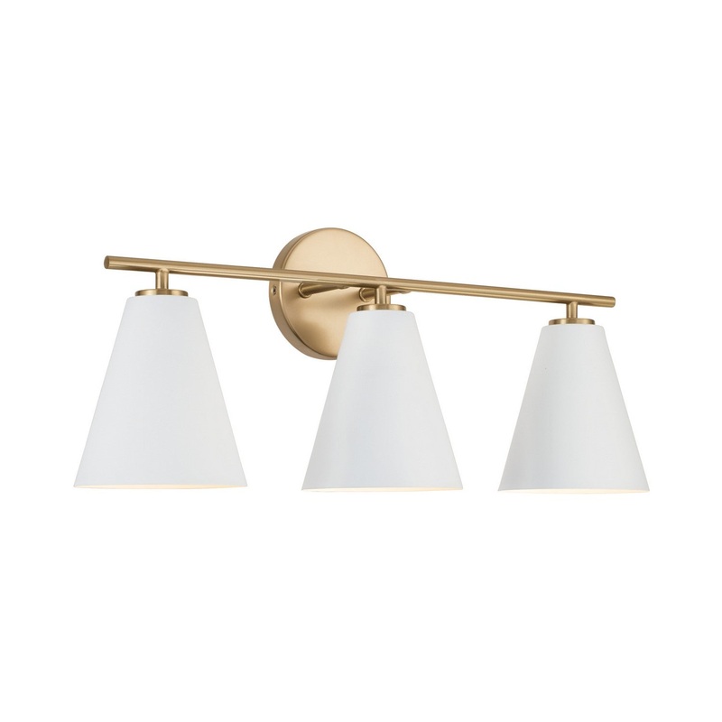 Three Light Vanity from the Charlie Collection in Matte Brass and White Finish by Capital Lighting
