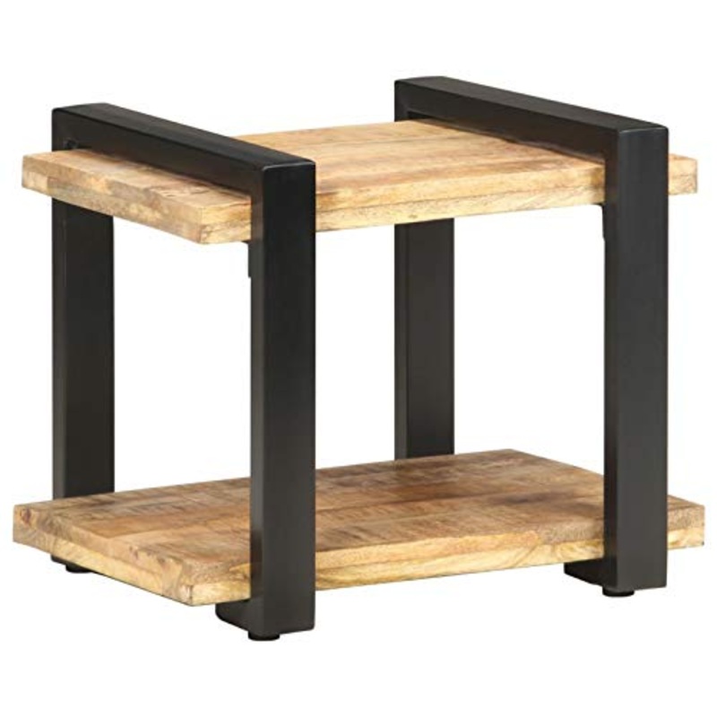 Tidyard Comodino 50x40x40 cm in Legno di Mango Grezzo,per Soggiorno, Camera da Letto, Balcone,pu Servire Come Comodino, Armadietto, Tavolino