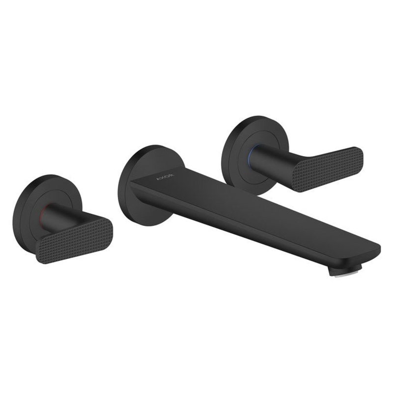 Tub Filler Trim Citterio C 2 Lever Cubic Cut Matte Black ADA 8 Inch Spread Wall Mount 5.3 Gallons per Minute
