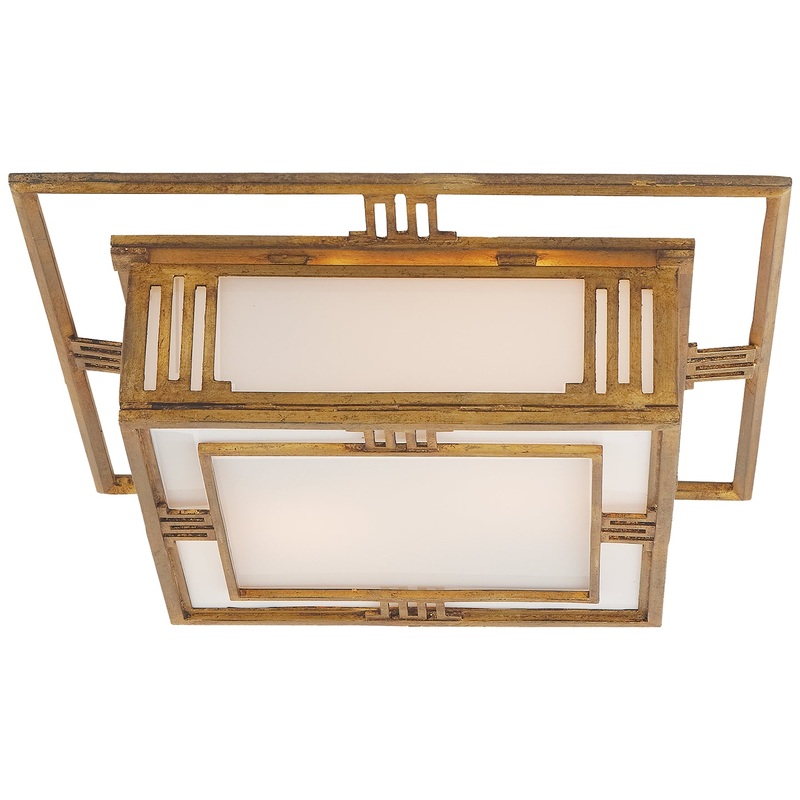 Two Light Flush Mount from the Enrique Collection in Gilded Iron Finish by Visual Comfort Signature