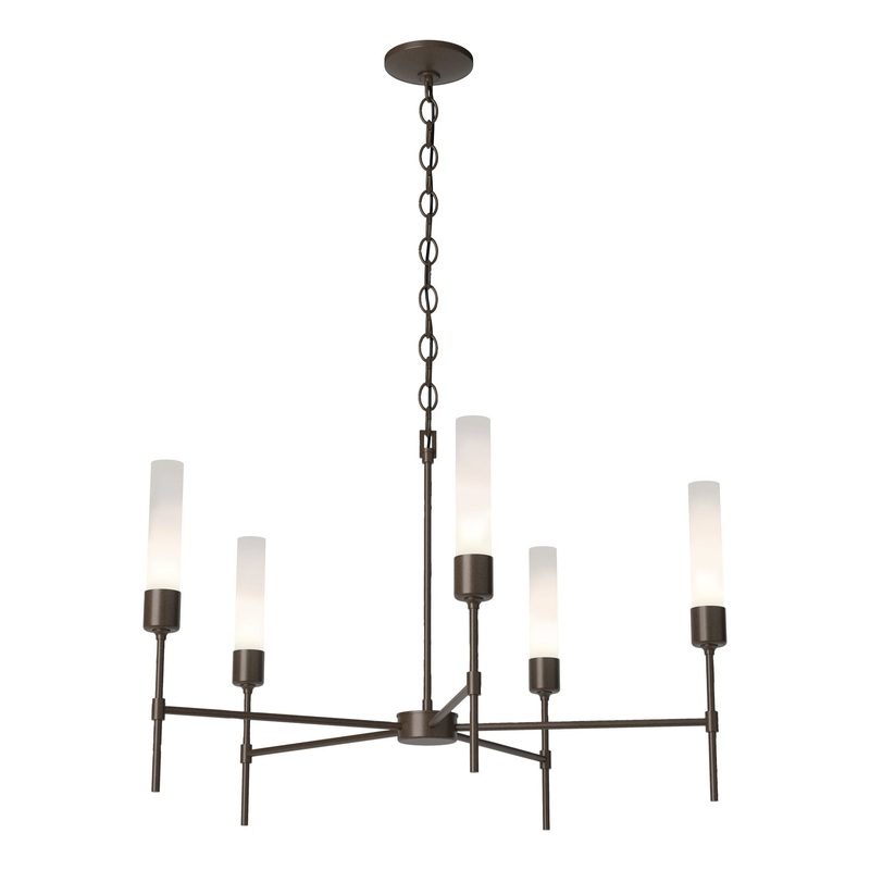 Vela 5-Arm Chandelier Bronze Frosted Glass (FD)