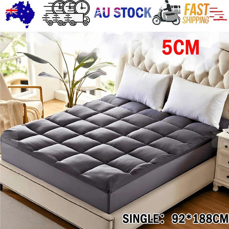 5CM Bedding Luxury Pillowtop Mattress Topper Mat Pad Antibacterial and dust mite-resistant Single:92*188