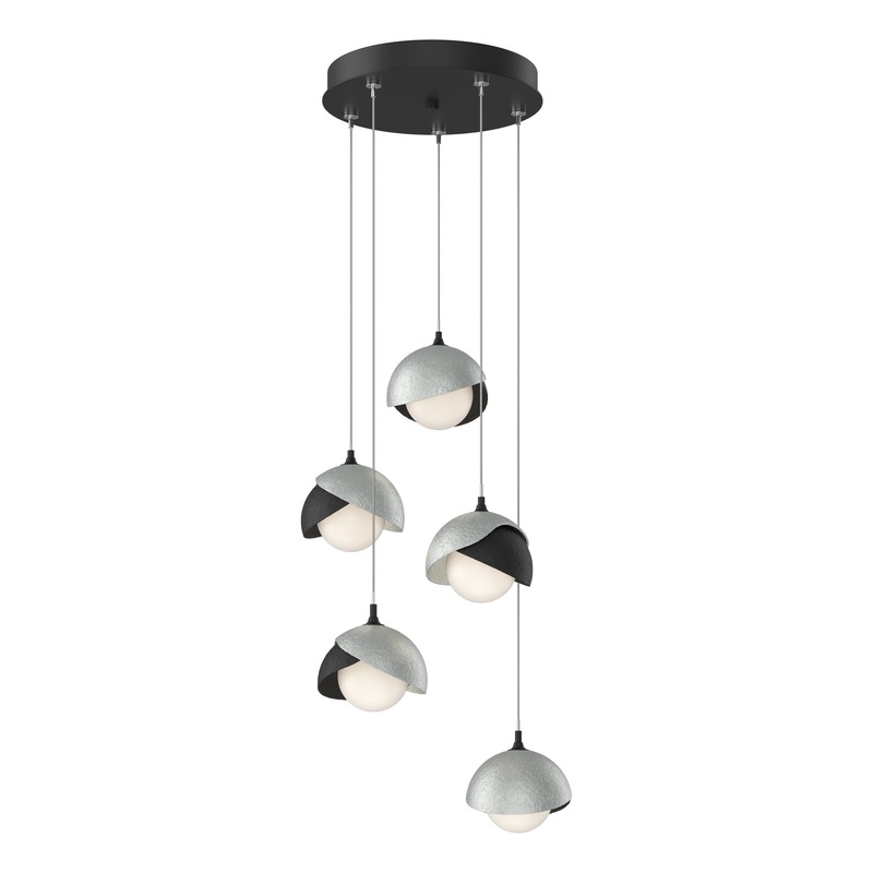 Brooklyn 5-Light Double Shade Pendant Black Vintage Platinum