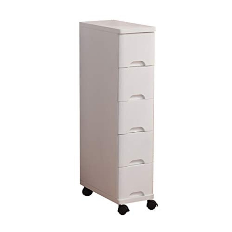 Cassettiera Armadio di stoccaggio 5 schedari da pavimento Mobile ad angolo Sundries con ruote e cassetti, Comodino per la casa in legno massello nordico, Bianco, alta capacit ( Size : 20*40*89cm )