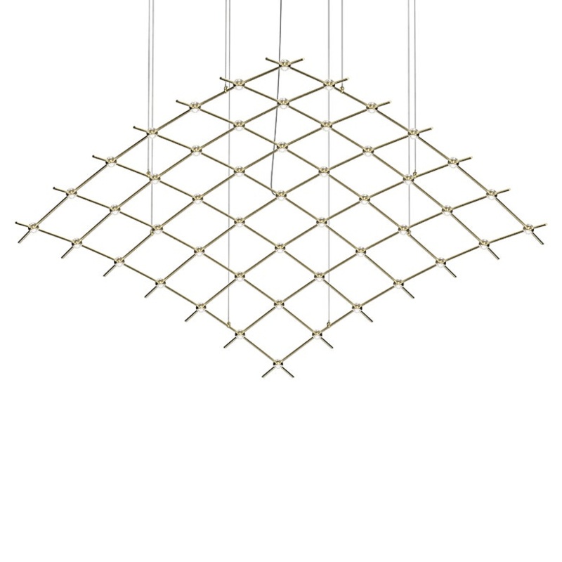 Constellation Aquarius Major Satin Brass with Clear Faceted Acrylic 2700K 10′ Adjustable Cord/Cable