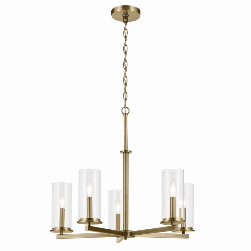 Five Light Chandelier from the Crosby Collection in Natural Brass Finish by Kichler