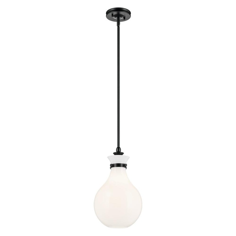 Laria 9.75″ 1-Light Pendant Black Opal Glass