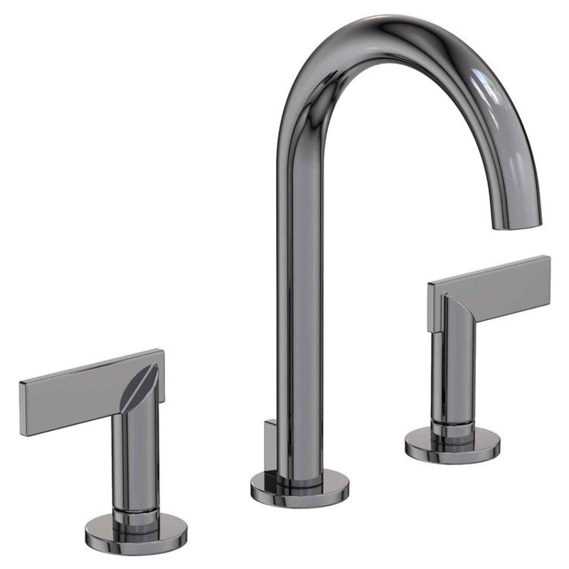 Lavatory Faucet Priya Widespread 8 to 20 Inch Spread 2 Lever ADA Midnight Chrome 1.2 Gallons per Minute Brass Spout Height 6-1/8 Inch