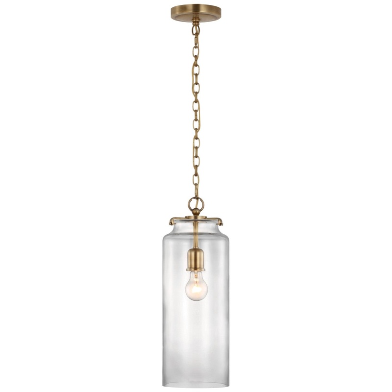 LED Pendant from the Katie Cylider Collection in Hand-Rubbed Antique Brass Finish by Visual Comfort Signature