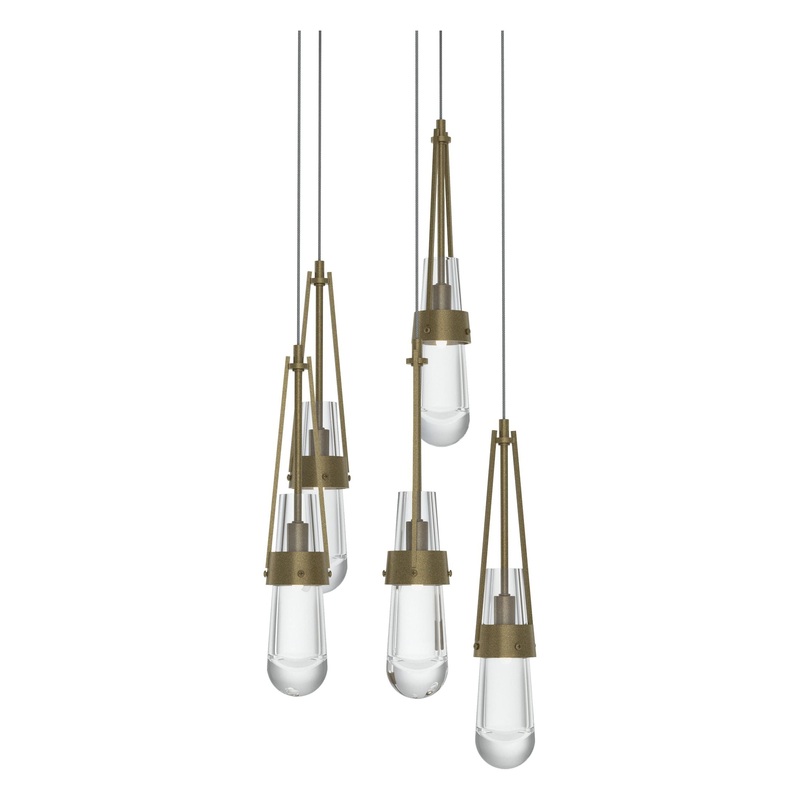 Link 5-Light Clear Glass Pendant Soft Gold
