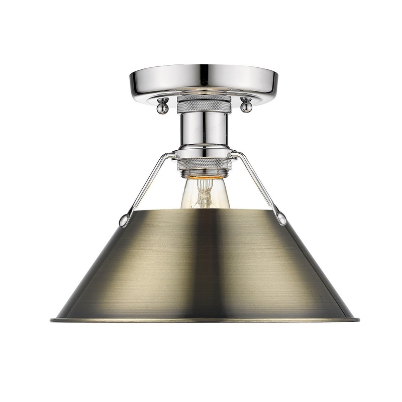 One Light Flush Mount from the Orwell Collection in Chrome Finish by Golden