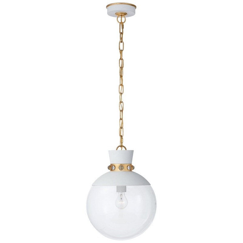 One Light Pendant from the Lucia Collection in White With Gild Finish by Visual Comfort Signature