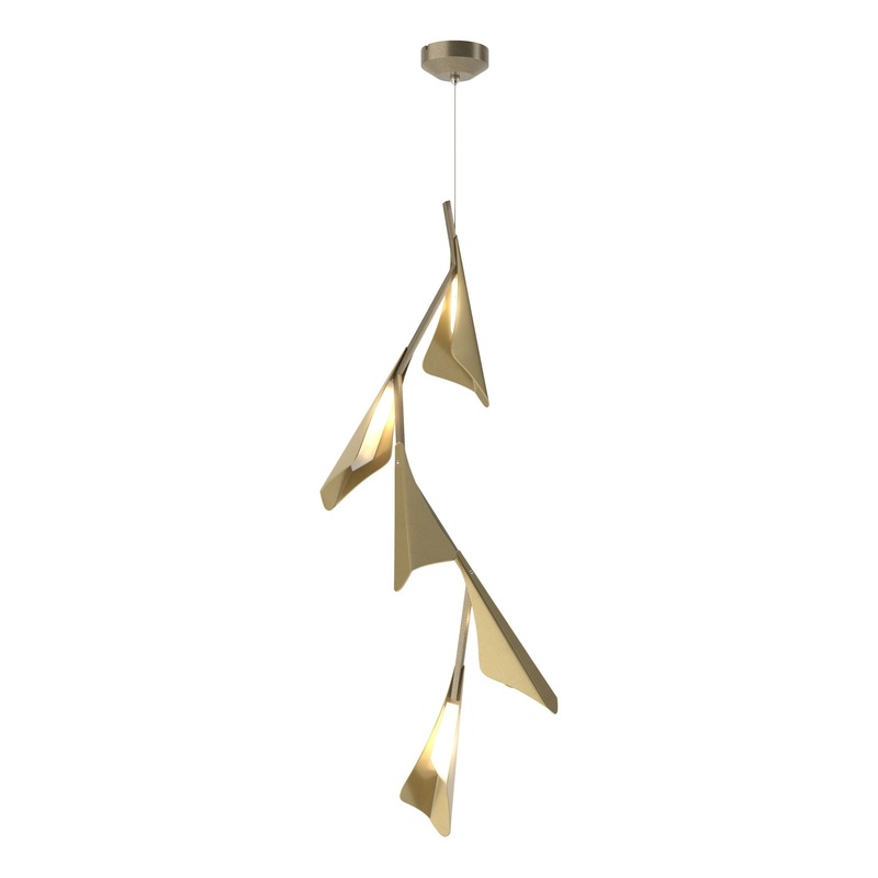 Plume 5-Light LED Pendant Soft Gold Modern Brass
