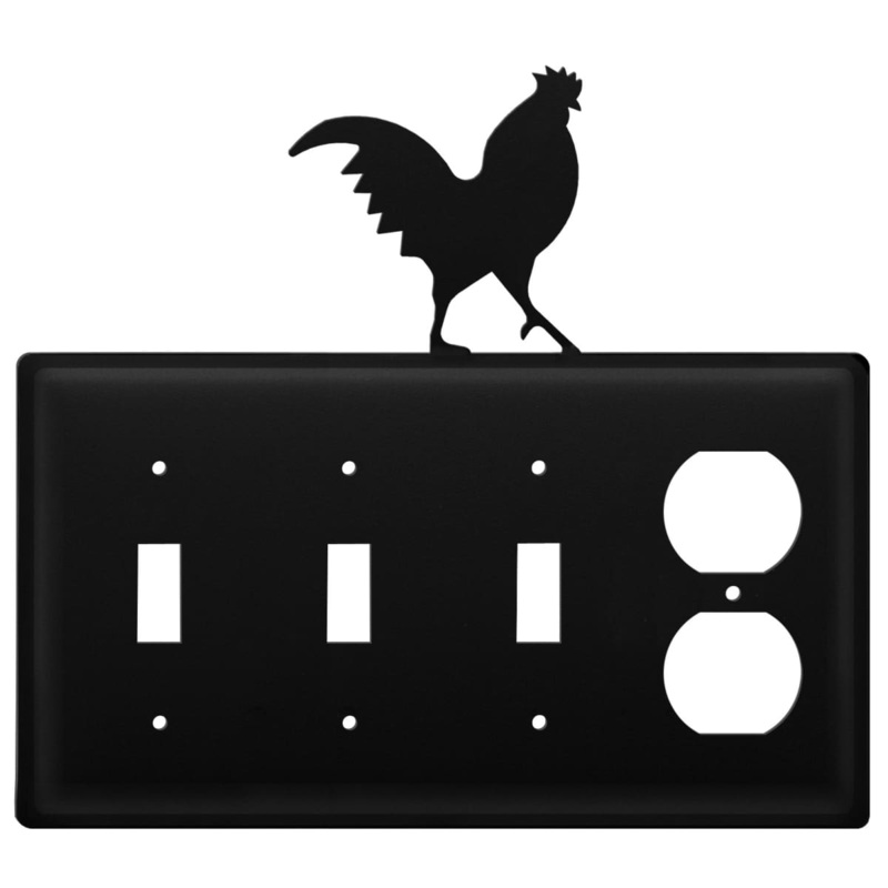 Village Wrought Iron ESSSO-1 Quad Rooster Triple Switch & Single Outlet CUSTOM Product