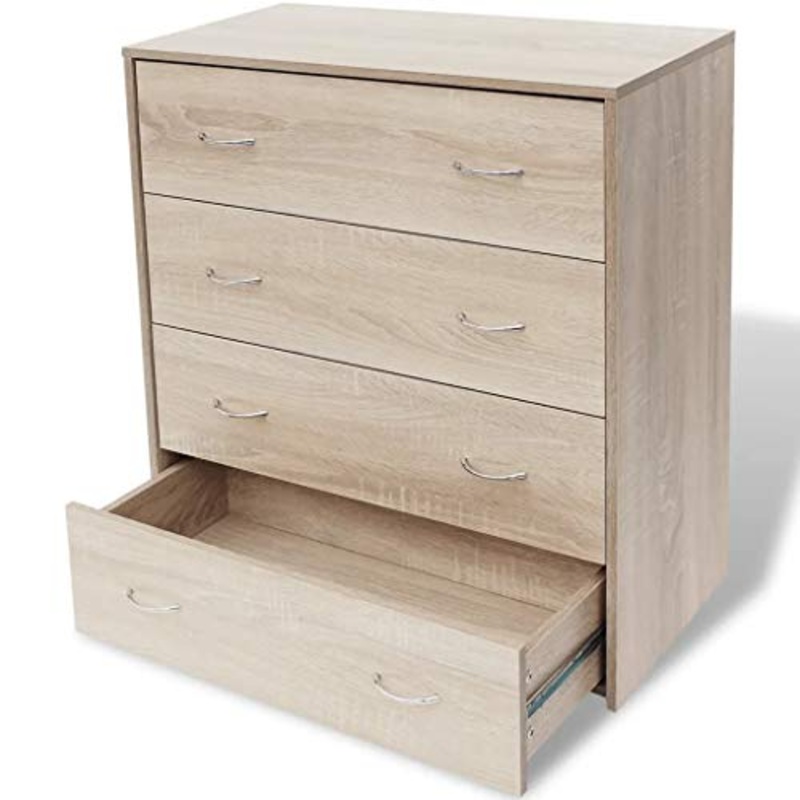 Ausla Credenza con 4 Cassetti 60×30,5×71 cm Libreria in Legno Armadietto Moderno Cassettiera da Ufficio Armadio Laterale per salotto,sala da pranzo,corridoio,Colore Quercia