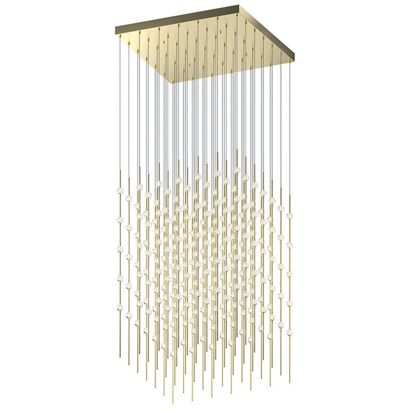 Constellation Cosmic Cube 30″ LED Pendant Satin Brass with Clear Faceted Acrylic 2700K 10′ Adjustable Cord