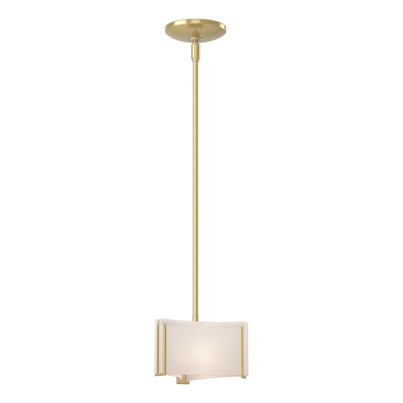 Exos Delta Mini Pendant Modern Brass White Art Glass (BB)