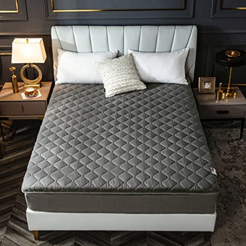 HUANXA Addensare Coprimaterasso pi Dimensioni, Pieghevole Materasso Futon Materasso da Pavimento Tatami Anti Scivolare Morbido Dormire Pad-grigio-180x200cm(71x79inch)