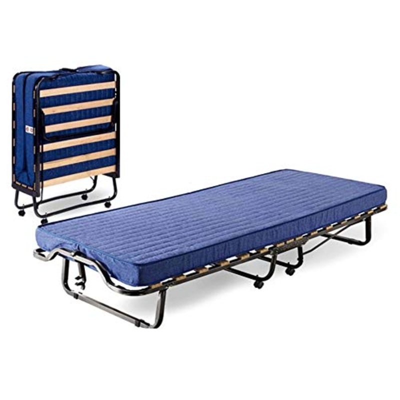 Letto branda brandina lettino pieghevole in ferro antiruggine 80×190 cm con ruote e materasso per ospiti casa camera campeggio 15 doghe in legno testato e certificato norme europee