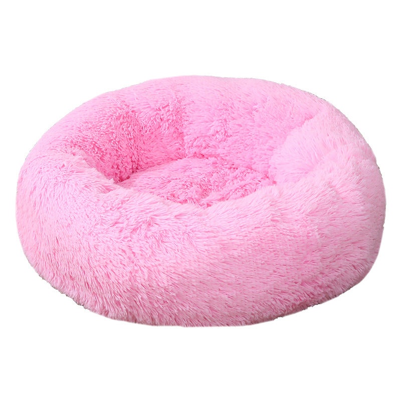 Light Pink 50cm Cozy Round Pet Bed – Plush Cat & Dog Bed with Non-Slip Base, Machine Washable