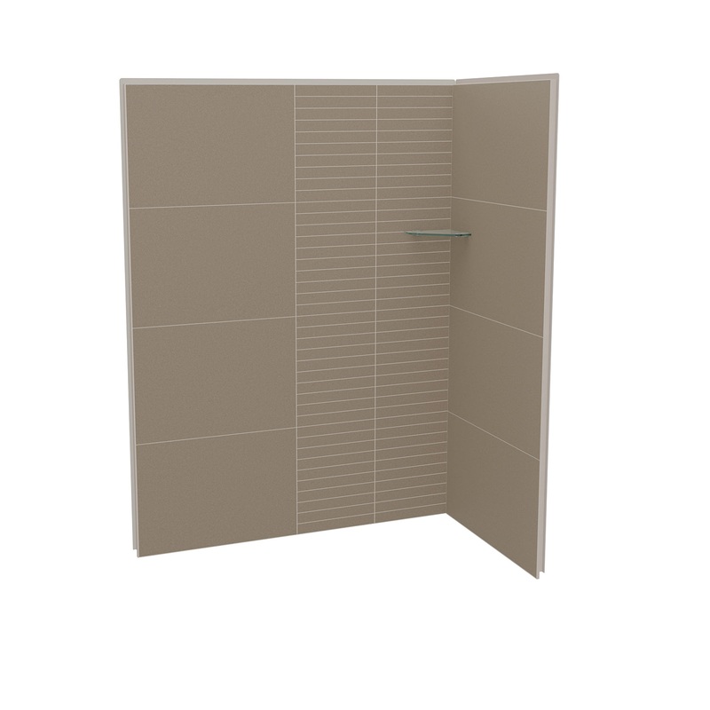 MAAX 107465-306-512 Utile 6032 Composite Direct-to-Stud Two-Piece Corner Shower Wall Kit in Erosion Taupe