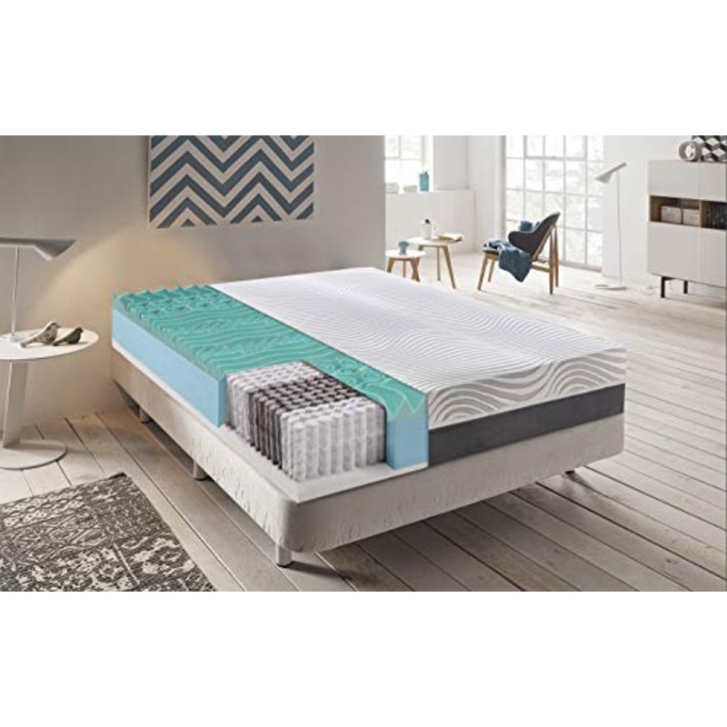 Materassiedoghe – Materasso Singolo a Molle indipendenti insacchettate SFODERABILE e 4 cm di Memory a 9 Zone differenziate – Ergonomico – Antibatterico – Elastico e Indeformabile (90X190)