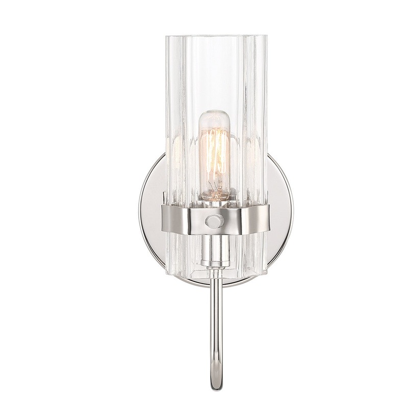One Light Vanity from the Brook Collection in Polished Nickel Finish by Eurofase