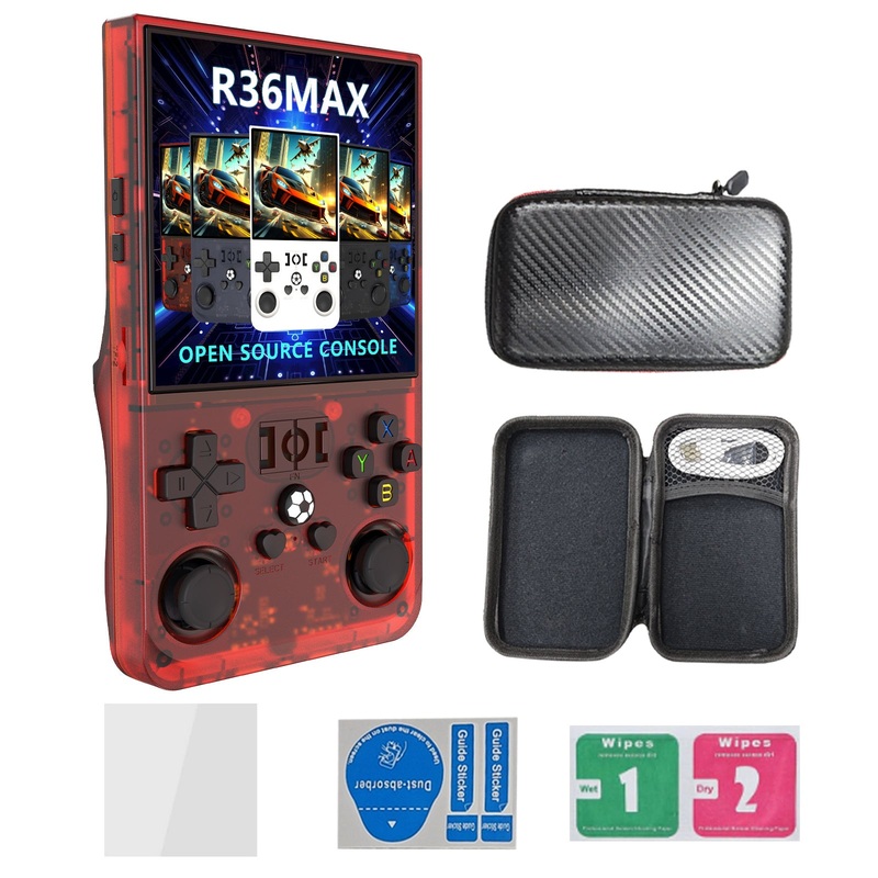 R36MAX Handheld Retro Game Console – 4.0 IPS Screen Open Source Linux 4000mAh Battery 30+ Emulators(red)”