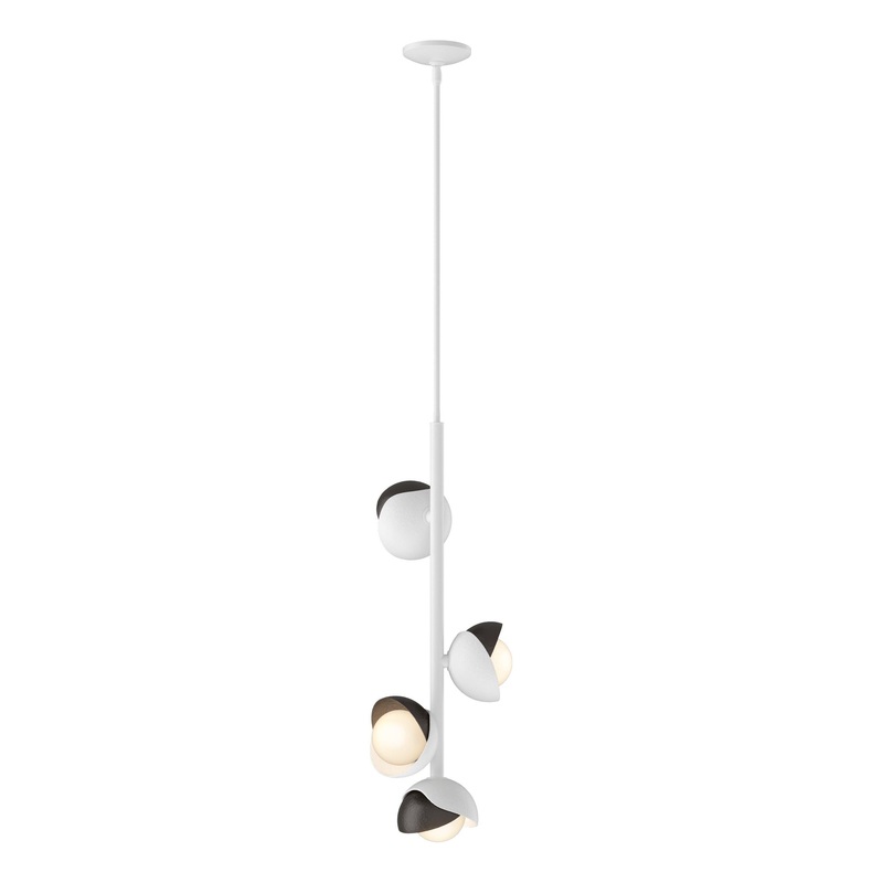 Brooklyn 4-Light Double Shade Vertical Pendant White Oil Rubbed Bronze