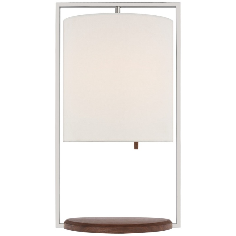 LED Table Lamp from the Zenz Collection in Polished Nickel And Walnut Finish by Visual Comfort Signature