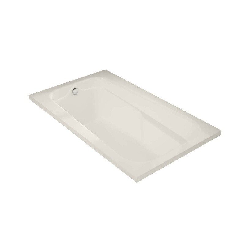 MAAX 100103-000-007-000 Tempest 60 x 36 Acrylic Alcove End Drain Bathtub in Biscuit