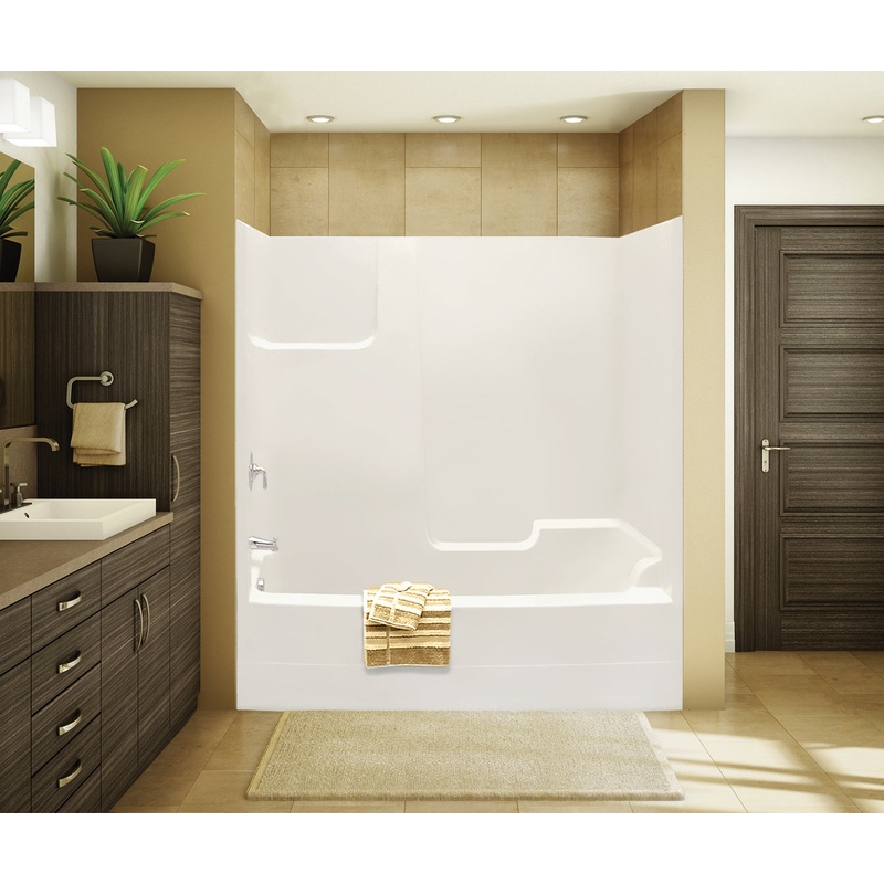 MAAX 140103-000-002-001 TSEA72 72 x 36 AcrylX Alcove Left-Hand Drain One-Piece Tub Shower in White