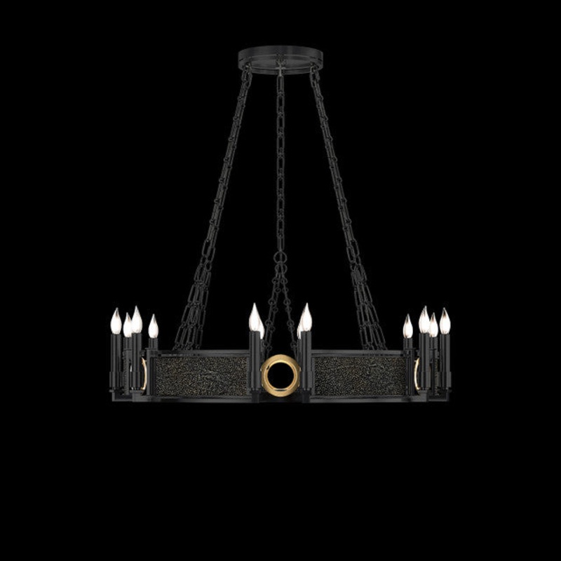 Mirage 35.75″W Round Chandelier Bronze/Nickel/Pebble