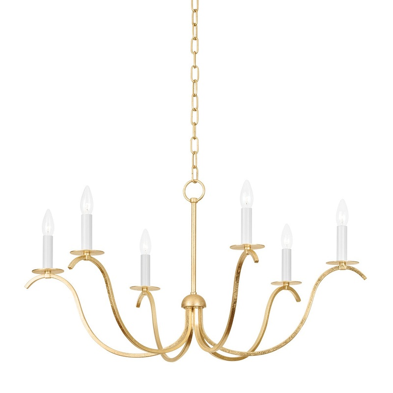 Six Light Chandelier from the Jaclin Collection in Gold Leaf Finish by Mitzi