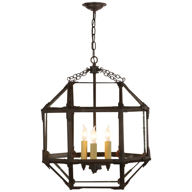 Three Light Lantern from the Morris Collection in Antique Zinc Finish by Visual Comfort Signature