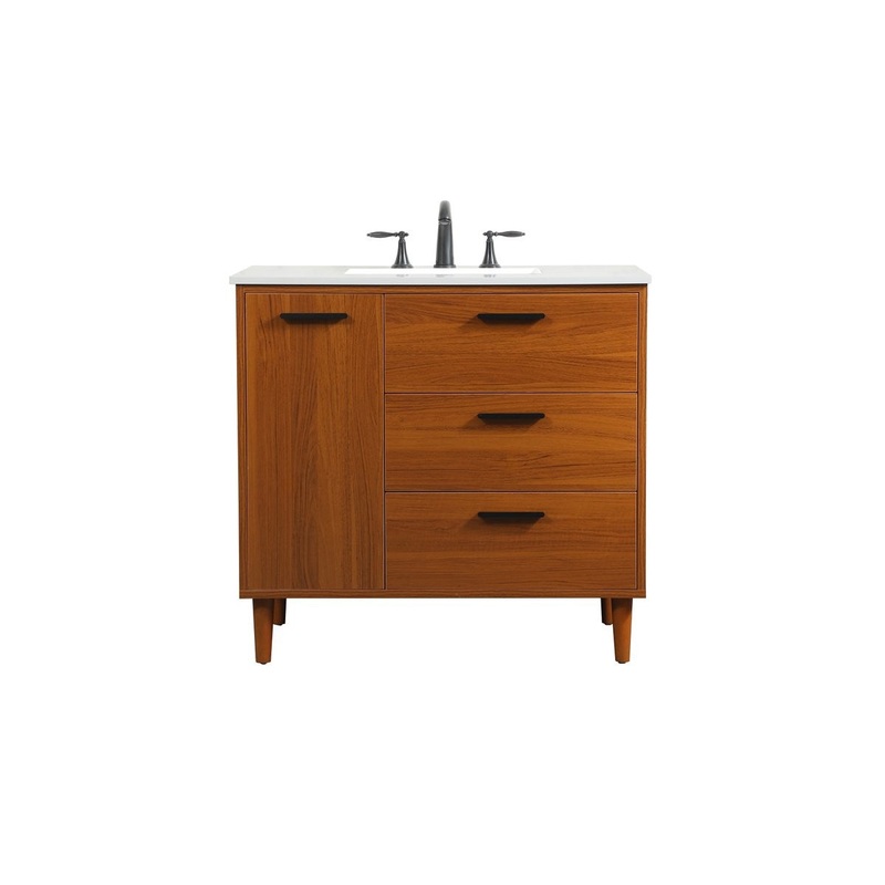 Vanity Sink Set from the Baldwin Collection in Teak Finish by Elegant Lighting