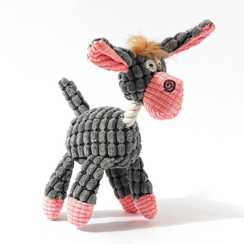 3pcs Grey Goofy Plush Donkey Squeaky Dog Toy – Large Interactive Chew & Cuddle Buddy