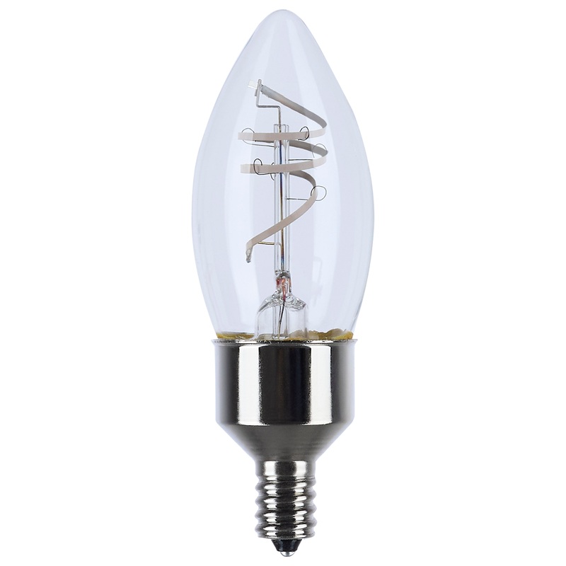 4 Watt LED – Reminiscent – Flex Gray Coil Filament – B11 – Candelabra Base – 2700K CCT – Clear – 120 Volt Light Bulb by Satco