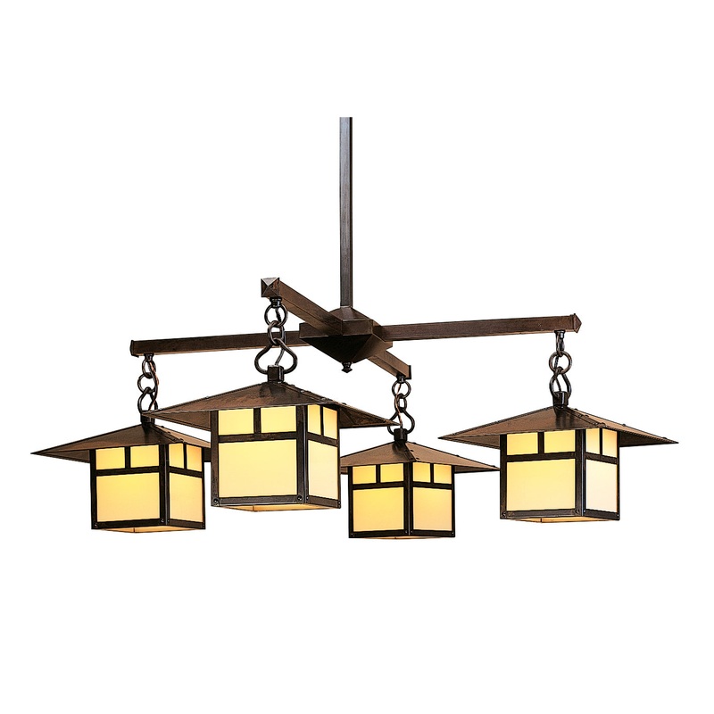 Arroyo MCH-12/4TCR-BZ Monterey Four Light Glass Down Chandeliers Bronze