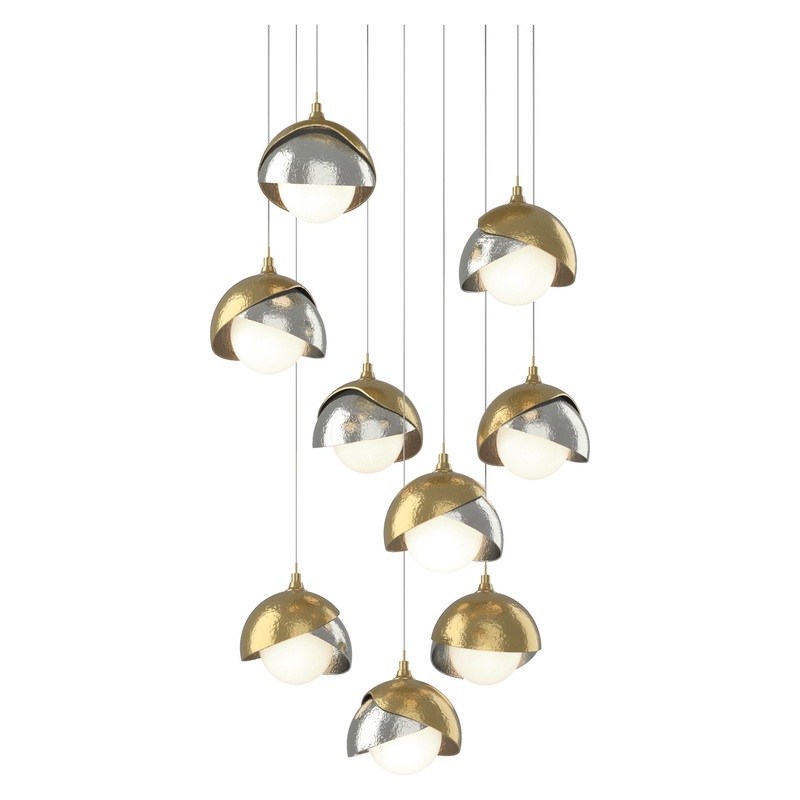 Brooklyn 9-Light Double Shade Pendant Modern Brass Sterling