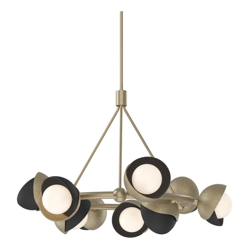 Brooklyn 9-Light Double Shade Ring Pendant Soft Gold Black