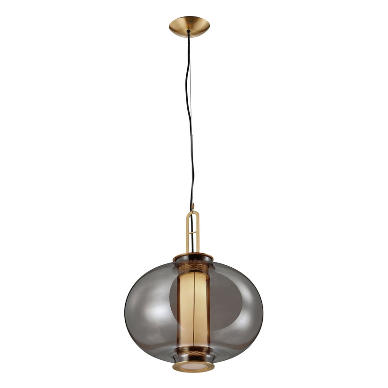 LED Pendant from the Laterna Collection in Brushed Brass Finish by Stone Lighting