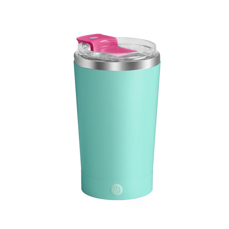 Light Blue 316 Stainless Steel Rechargeable Electric Self-Stirring Mug – 420ml Automatic Mixing Cup with Magnetic Rotor