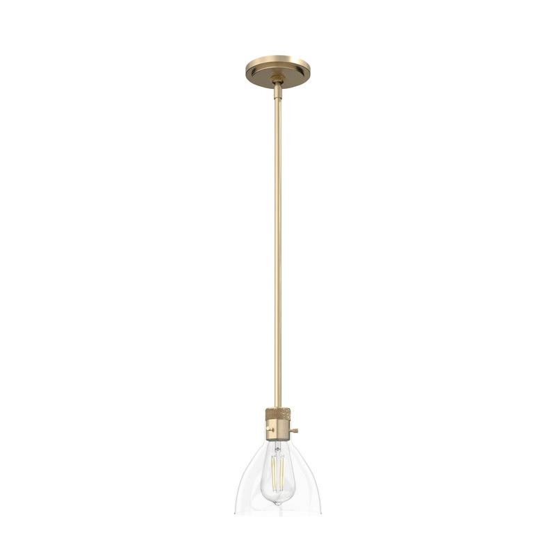 One Light Mini Pendant from the Van Nuys Collection in Alturas Gold Finish by Hunter