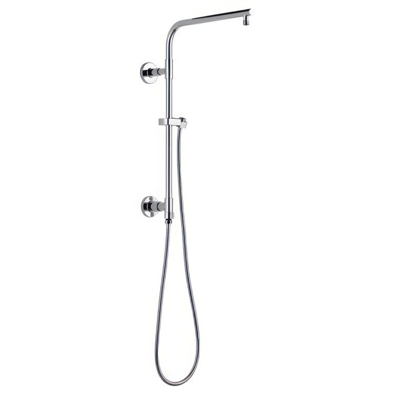 Shower Column Emerge Universal Showering Components Round Contemporary Lumicoat Black Stainless 18 Inch